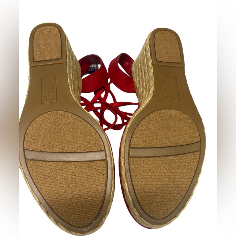 Lauren Ralph Lauren Red Espadrille Wedge Sandals - Picture 5 of 9